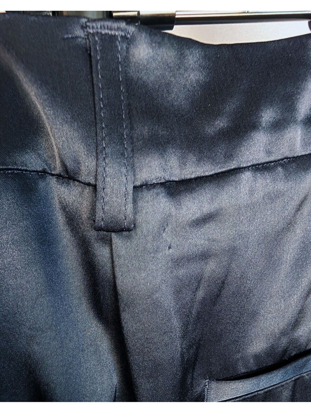 Quiet Luxury Satin Wide-Leg Trousers — House of Harlow 1960, Navy, Sz 2 - Picture 6 of 6